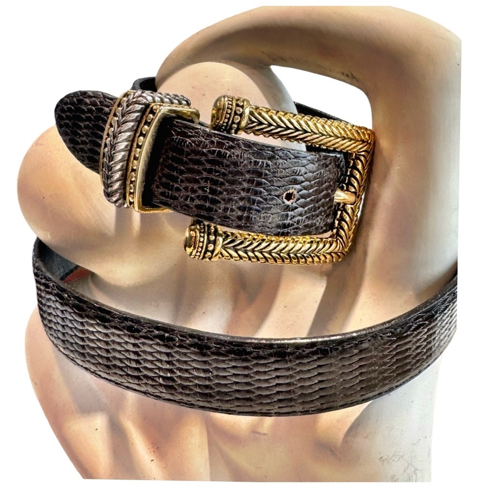 Carlisle Brown Leather Belt with Gold-Tone Buckle